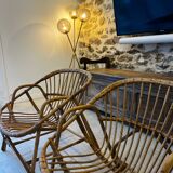 Pair of rattan basket armchairs
