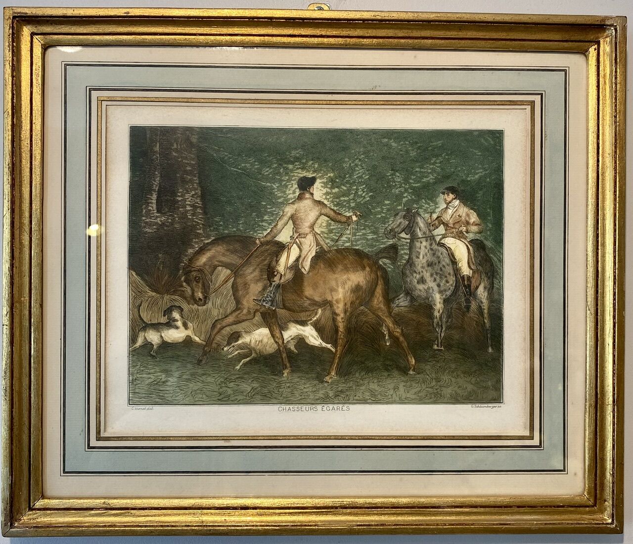 Gravure Chasseurs égarés début XX siècle
