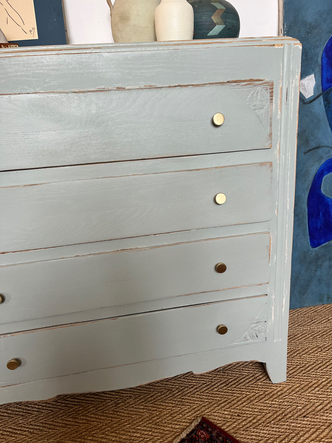 Vintage art deco wood chest of drawers