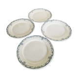 Set of 4 dinner plates in Sarreguemines Digoin earthenware, blue color, Vaucluse model