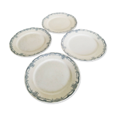 Set of 4 dinner plates in Sarreguemines Digoin earthenware, blue color, Vaucluse model