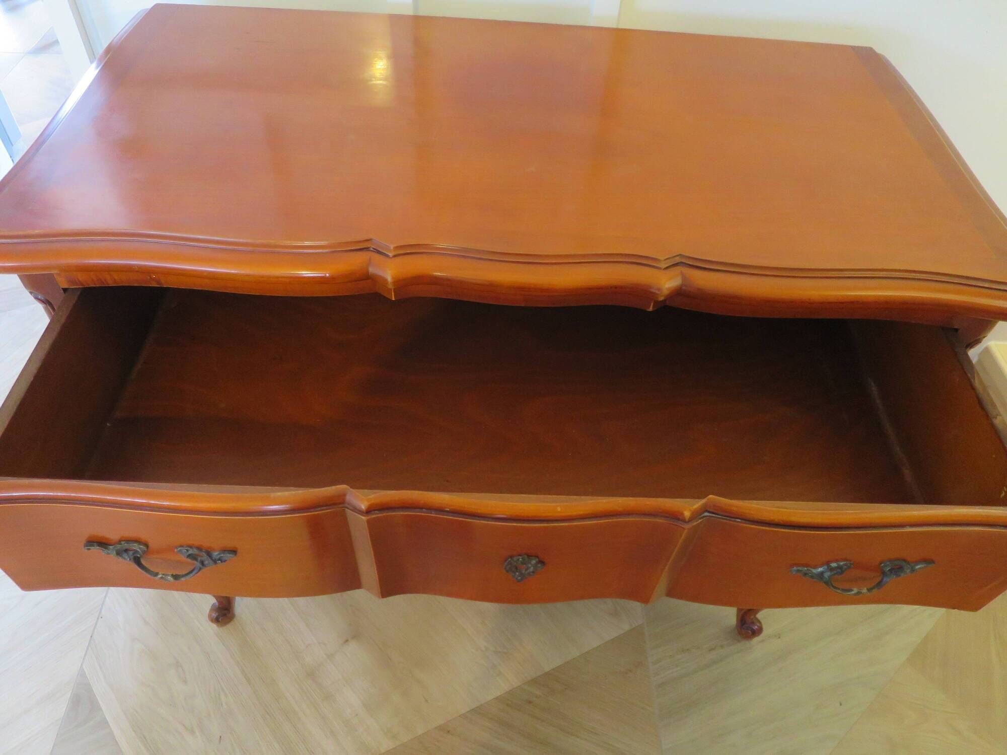 3-drawer chest of drawers in Louis XV style cherry wood, 1980s