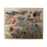 Affiche ancienne carte de la Méditerranée de 1948 - JP Pinchon