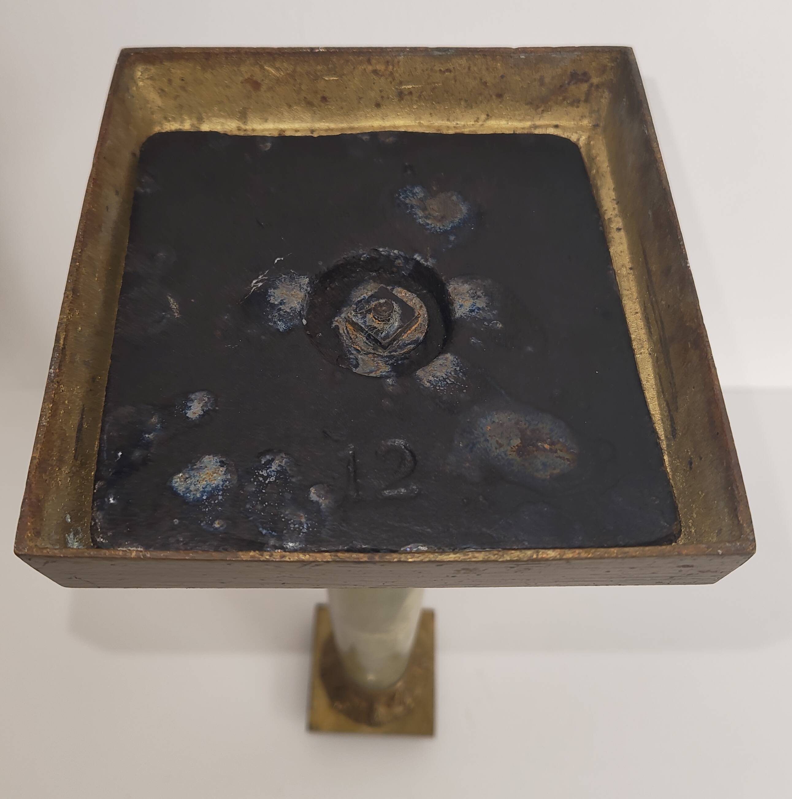 Napoleon III column candlestick in onyx and gilded bronze