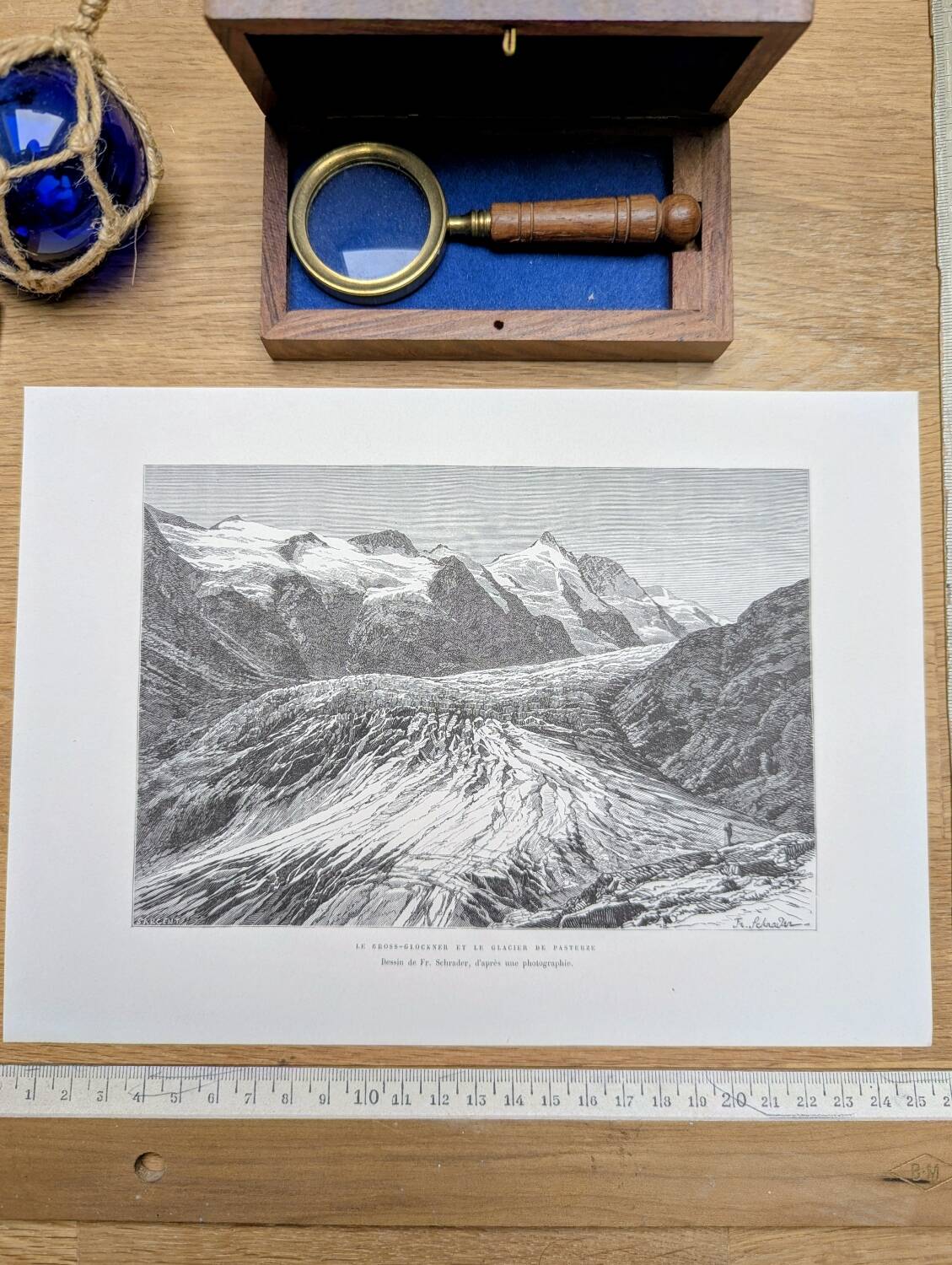 Pasterze and Grossglockner, Austria, printed illustration from 1878.
