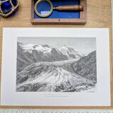 Pasterze and Grossglockner, Austria, printed illustration from 1878.