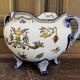 Gien earthenware cache pot from the late 19th century with Renaissance decoration.
