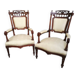 Coppia di poltrone antiche in stile Impero o Neorinascimentale