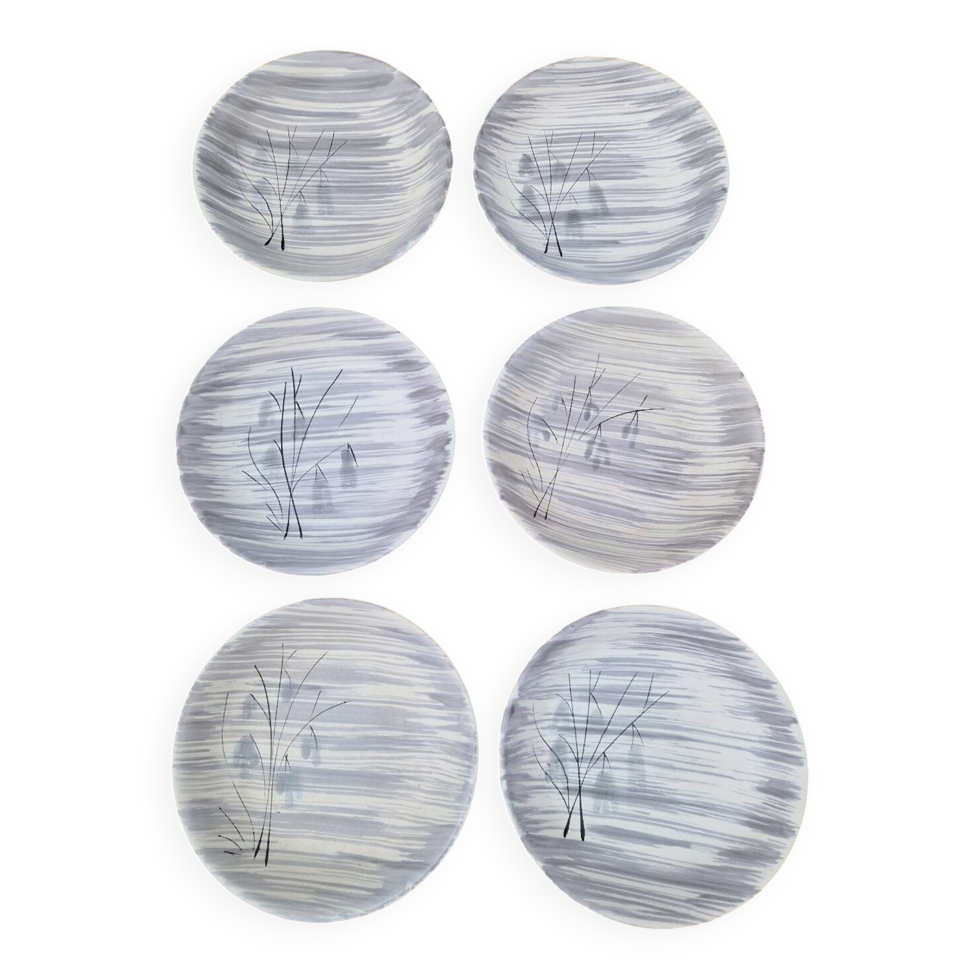 Set of 6 deep plates Niderviller Model Kitten