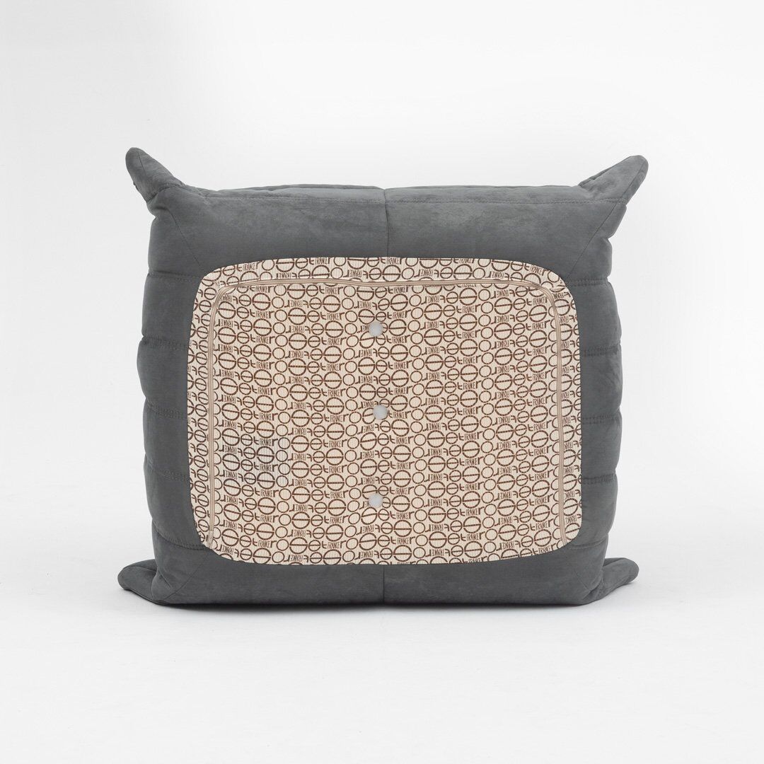 Togo lounge chair and pouf in black fabric by Michel Ducaroy for Ligne Roset, 1973, set of 2