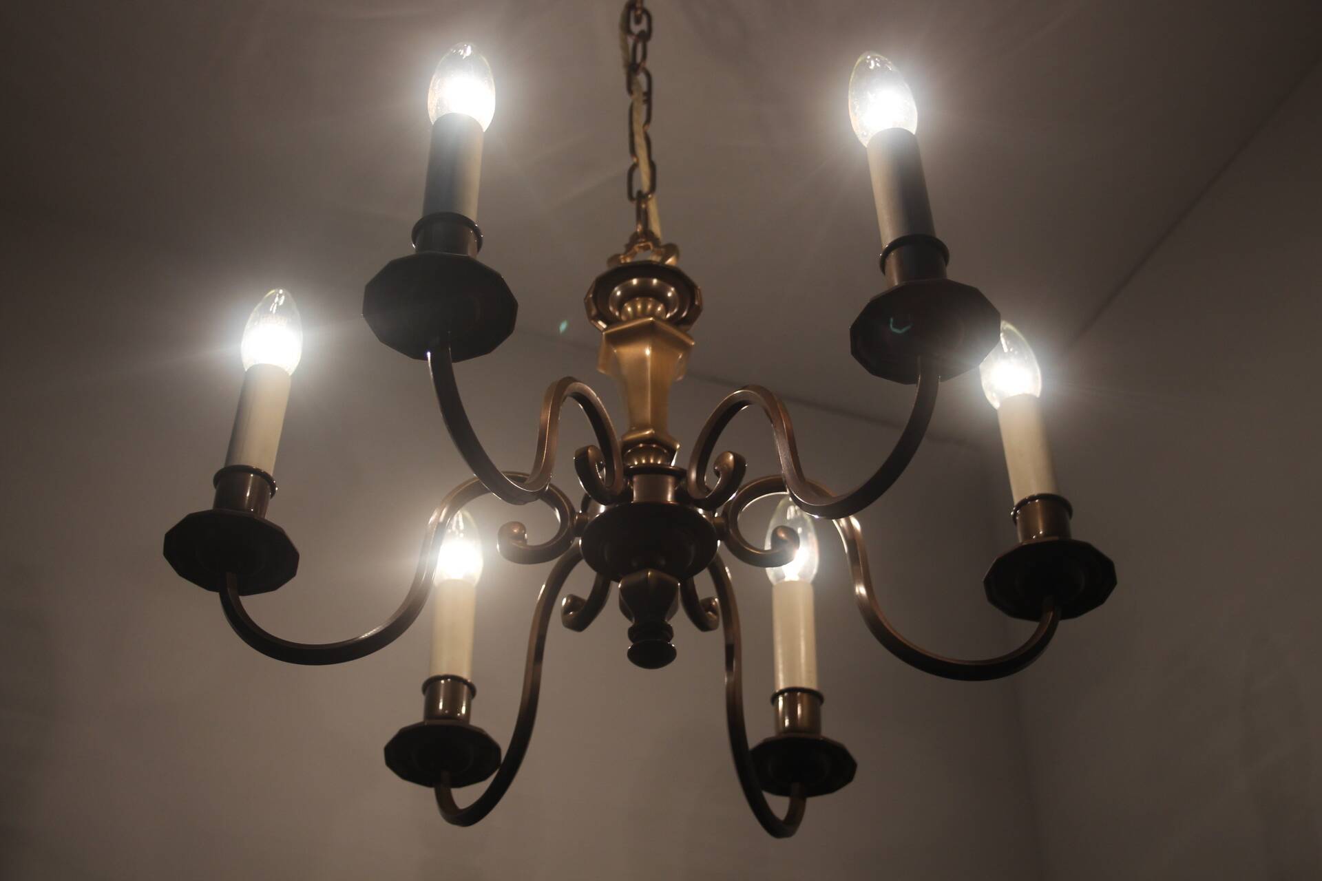 Vintage six-arm chandelier, 1970's.