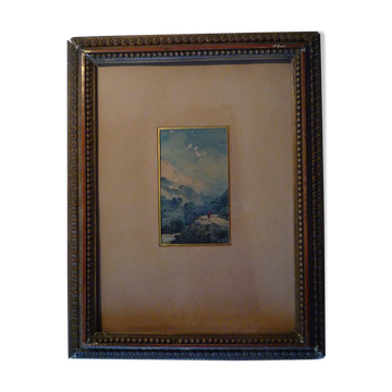 Old gouache from the end of the 19th century, miniature, signed Charles Penol