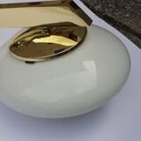 3 brass arm with oval spheres ceiling lamp