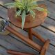 Duo of French half-moon farm stools tripod 60s