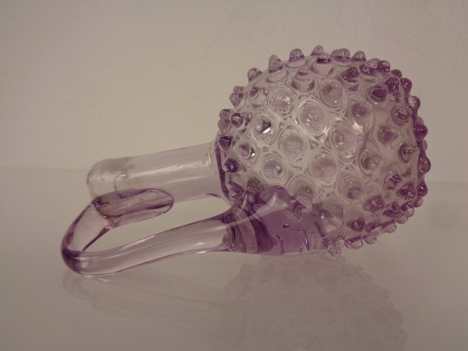 Italian pink bubble glass decanter with stopper, 1960s