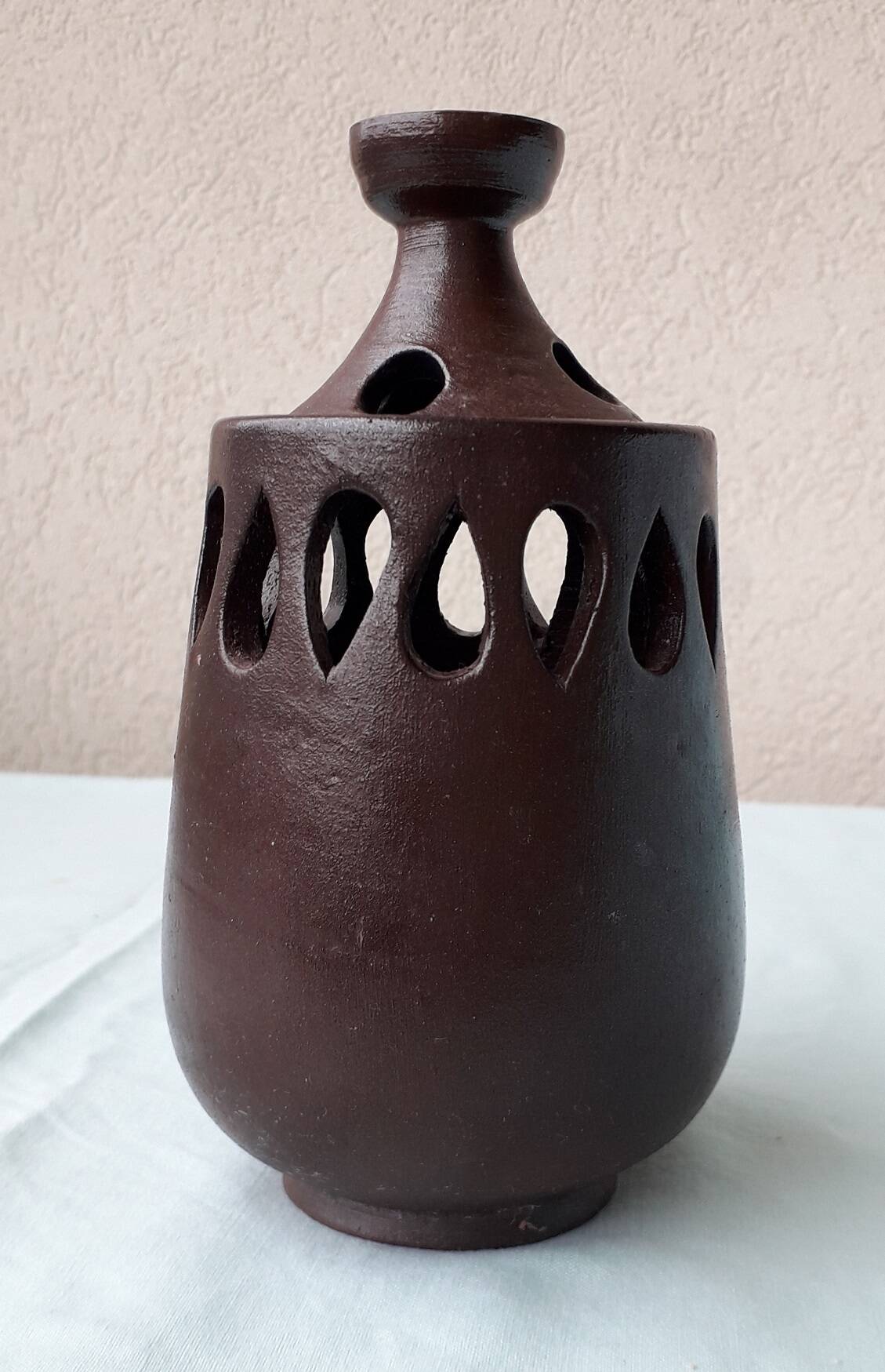 Stoneware candle holder by Dubost