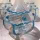 18th Century Italian Murano Clear Glass and Blue Trimmed Blown Glass Bottle