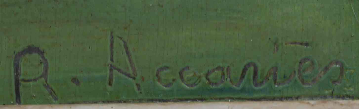 Oil painting on wood by R Accaries