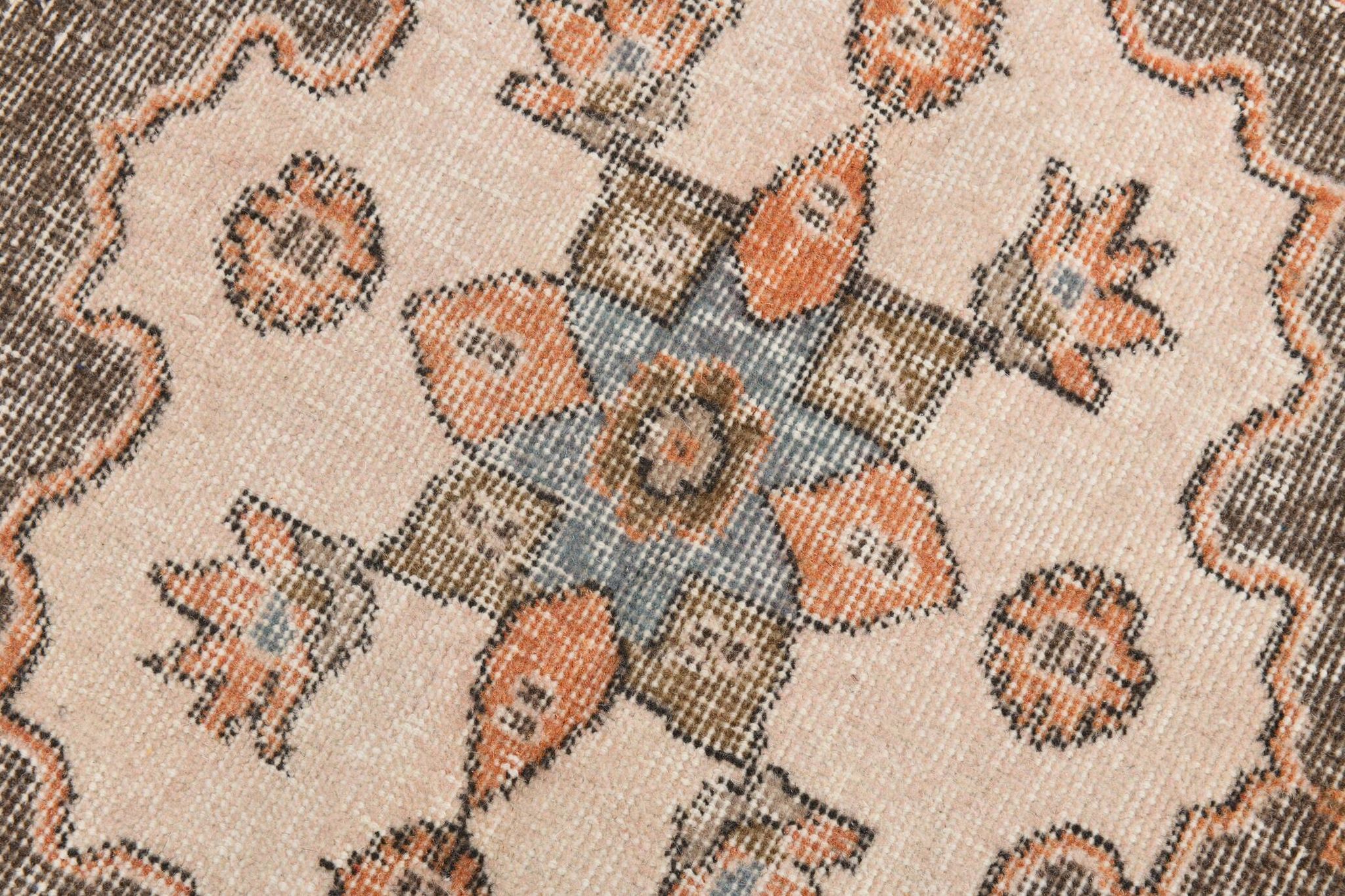 Pale Red & Brown Large Antique Turkish Rug, 157x299Cm