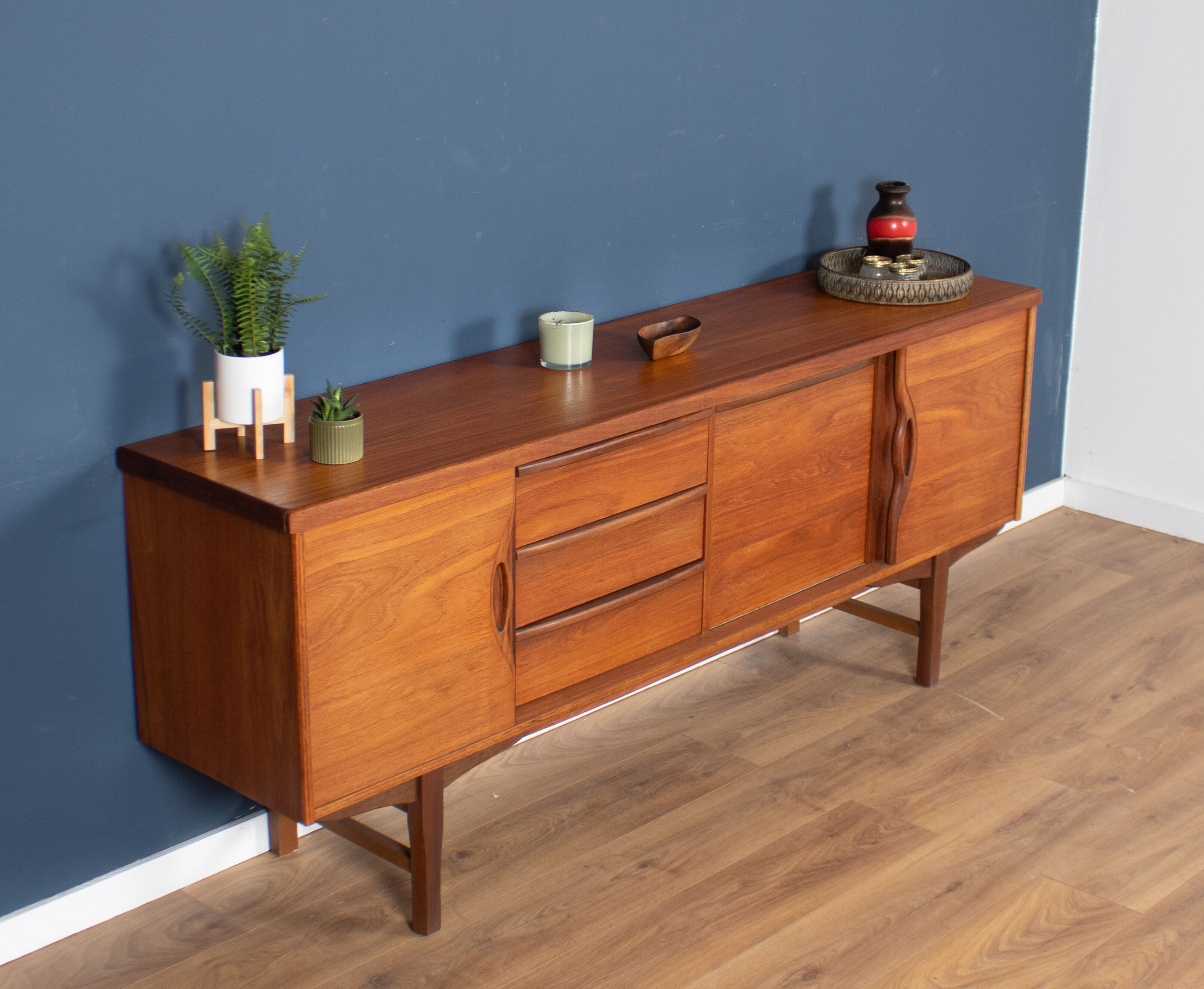 Retro teak 1960s long mid century sideboard by jentique