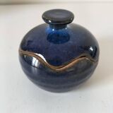 Midnight blue glazed stoneware box – workshop piece, signed