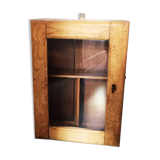 Vitrine murale ancienne en bois et verre