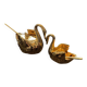Pair of golden salt cellars in Limoges porcelain shaped like swans