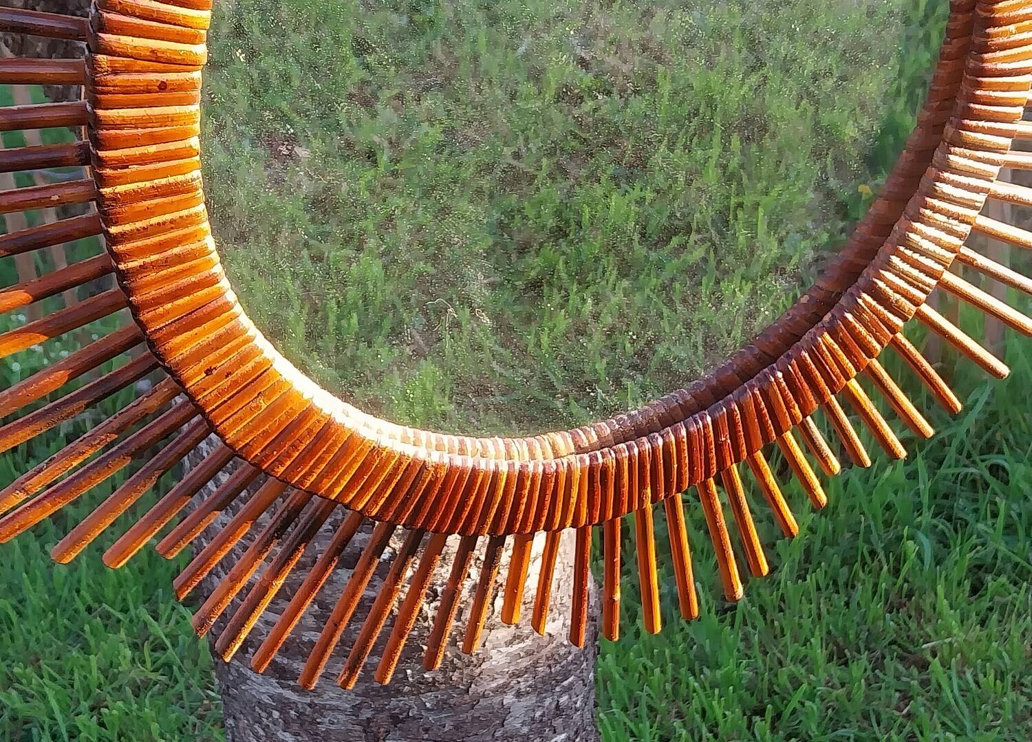 Rattan sun mirror 57 cm