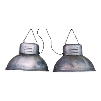 Pair of Mesko industrial pendant lights