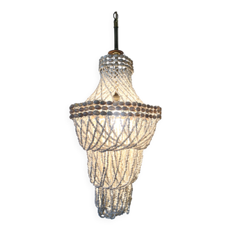 Suspension coquillages, câble tissu neuf 2 M