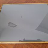 Rectangular curved glass frame 24 x 30 cm Vintage gold metal beads and edging