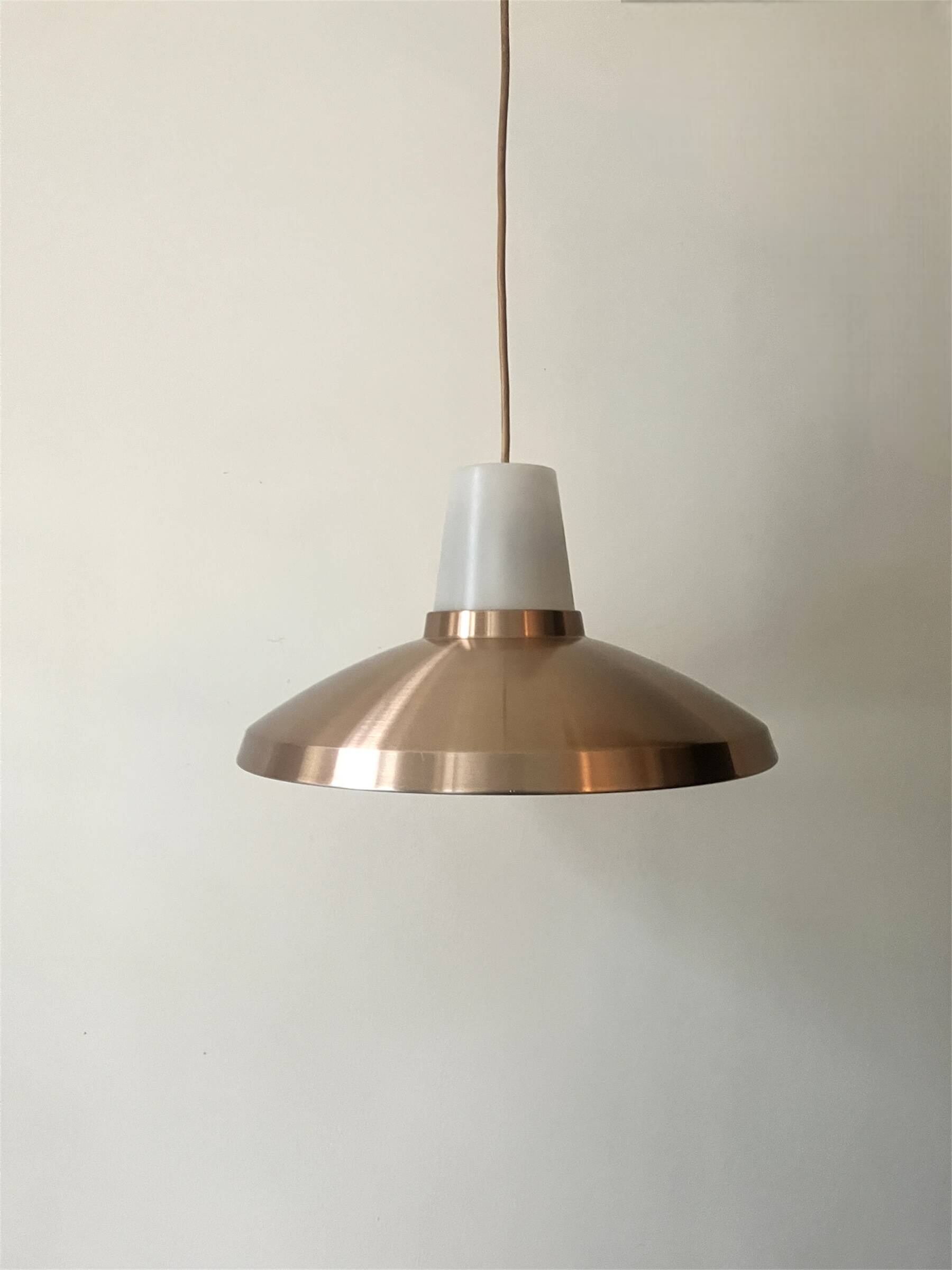 Mid-century Scandinavian pendant light in pink chrome metal, 1970s design