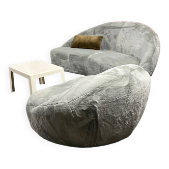 Canapé croissant design avec son fauteuil année 1970