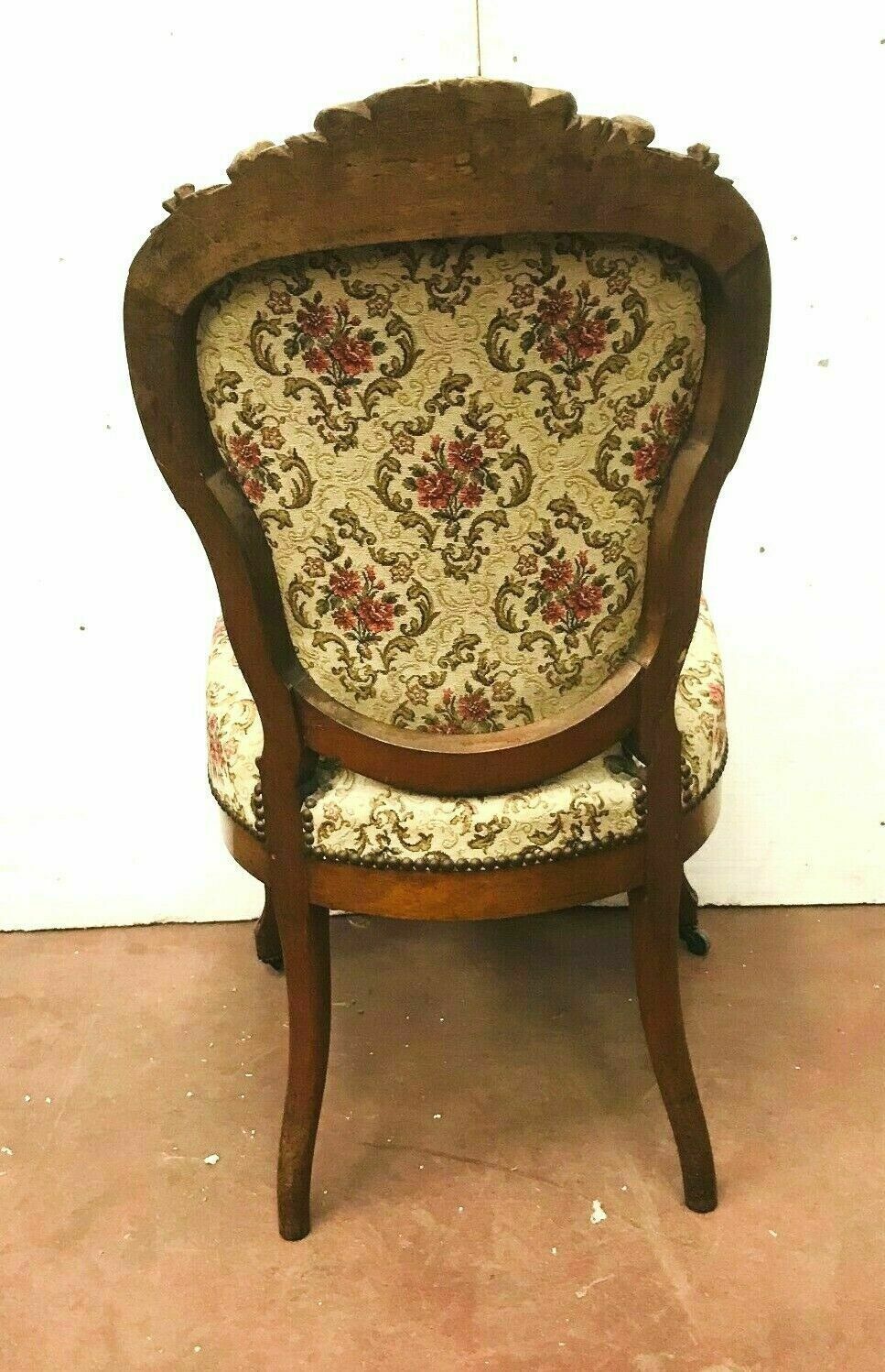 Pair of Napoleon III chairs in 19th century carved mahogany