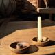 Circular teak monoxyle candle holder D12 H3