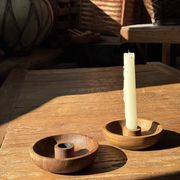Circular teak monoxyle candle holder D12 H3