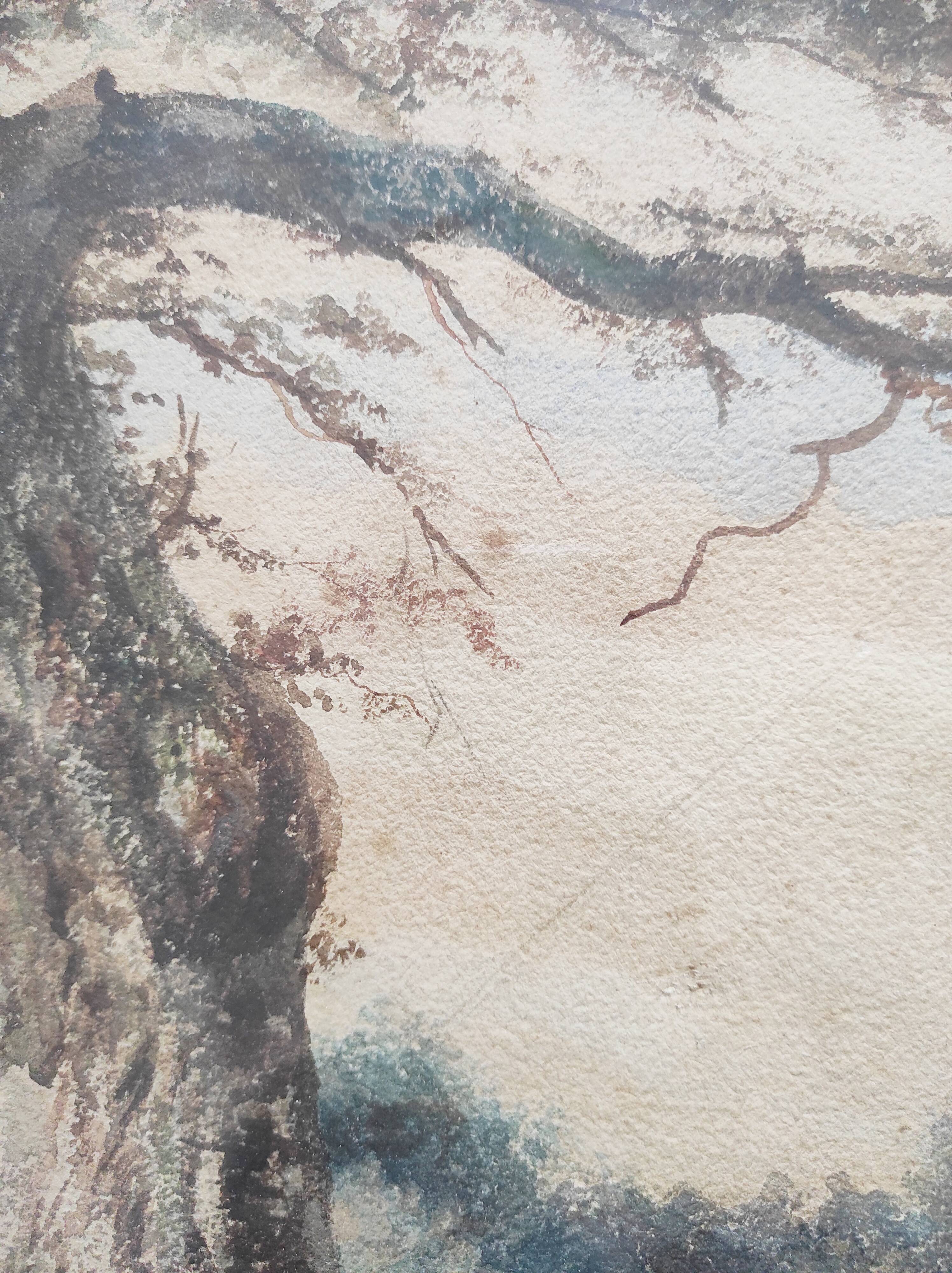 View of a Lake, 19th Century Framed Watercolor