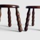 Mid-Century Chestnut Wood Stools Attributed to Charles Dudouyt, 1950s