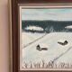Swedish Oil on Canvas “Houses in the snow” by Nik 79 Vintage & Framed 35x30cm
