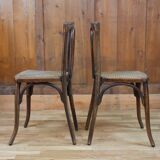Pair of wooden bistro chairs, 20th century, France