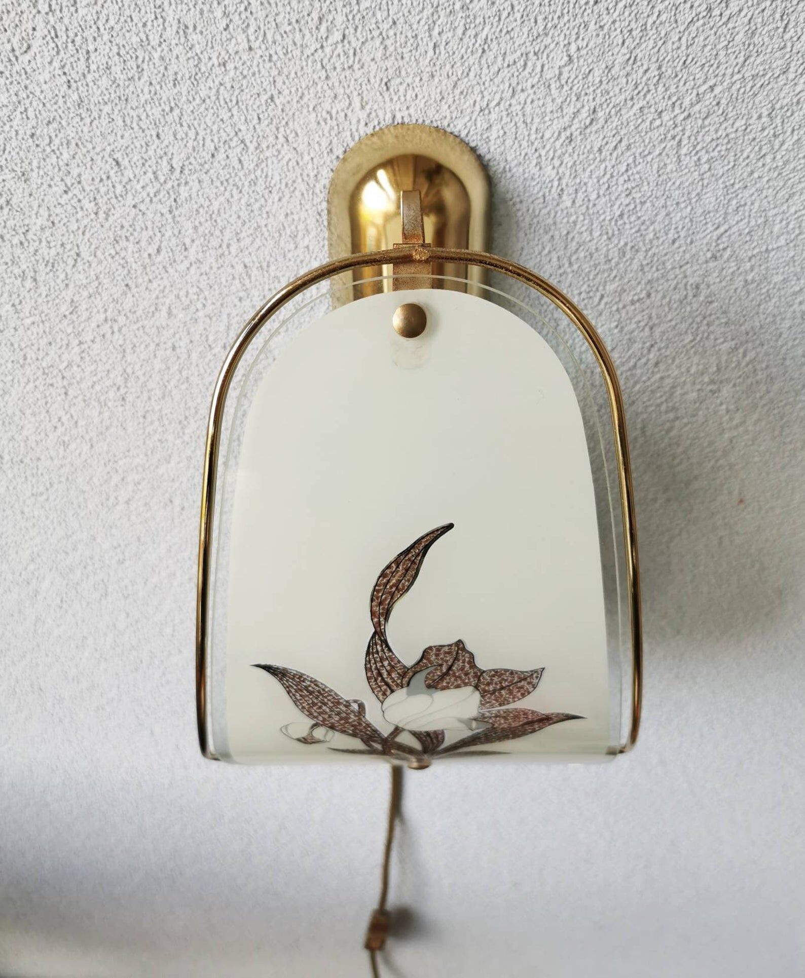 Vintage applique with 1980 glass lampshade