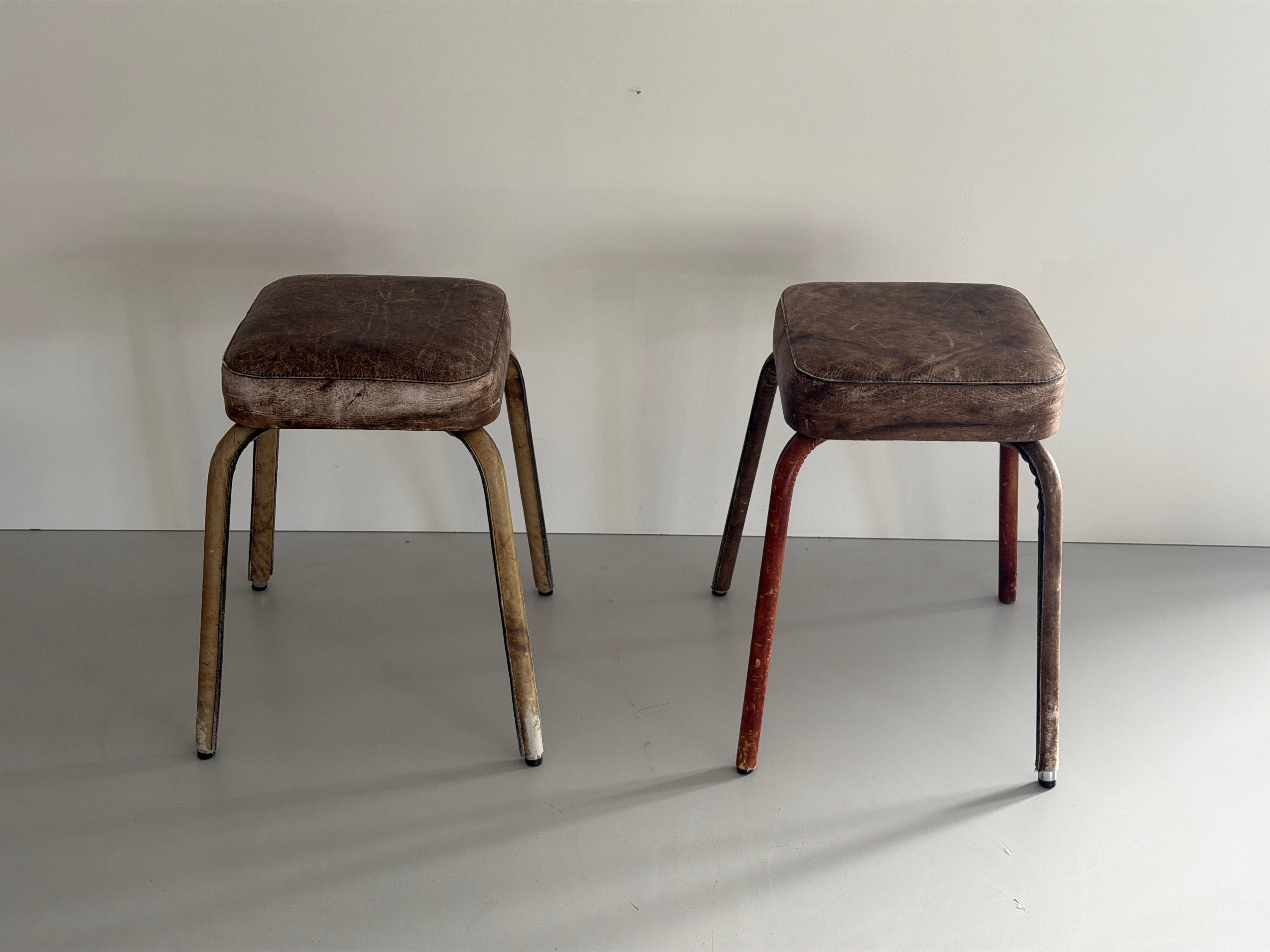 Paire de tabourets en simili-cuir, 1970, Allemagne