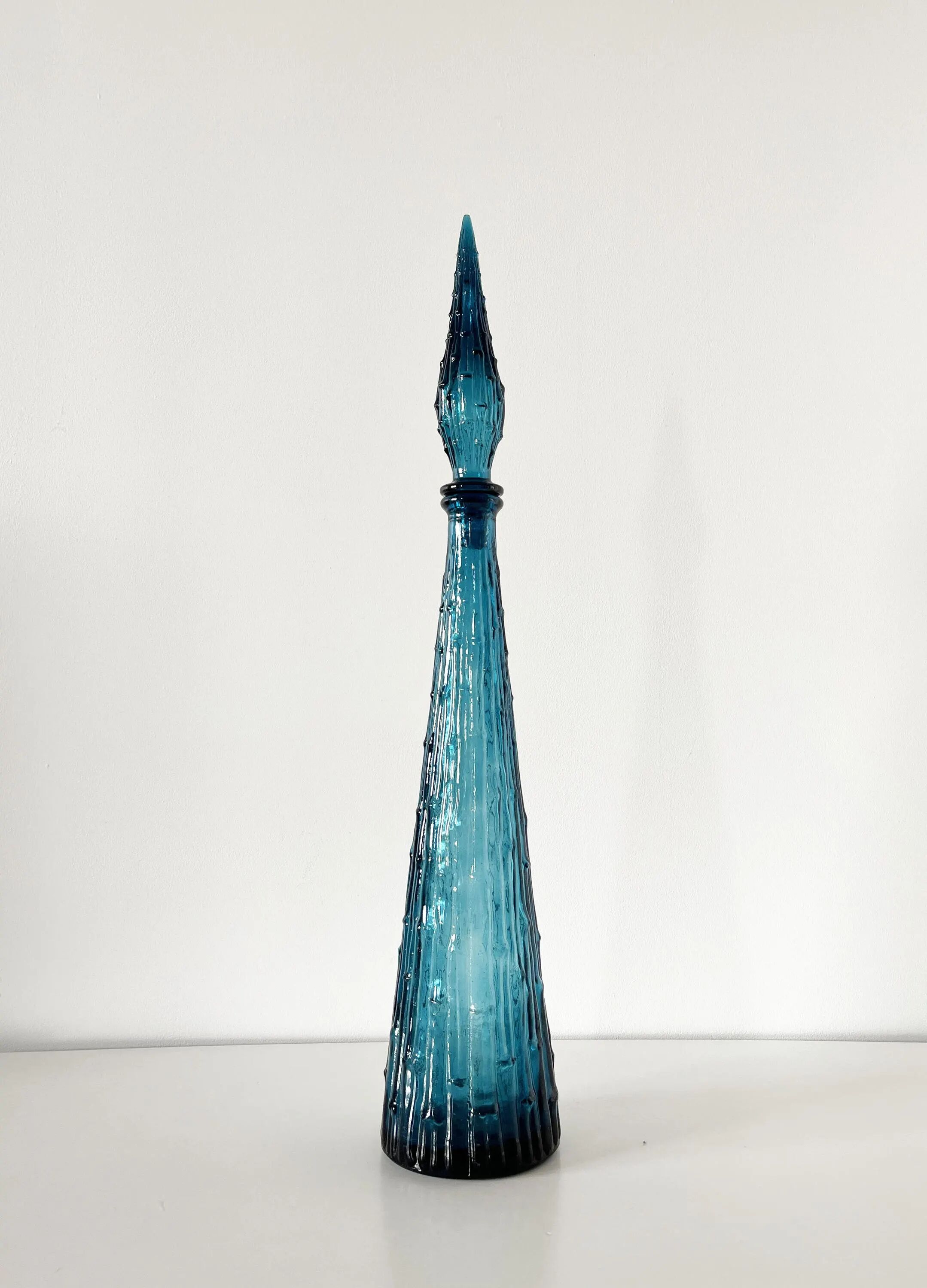 Carafe italienne Empoli en verre bleu, 1960