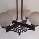 Chandelier 1930 art deco wrought iron and balls glass granite