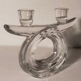 Candlestick with two arms in crystal of Vannes 60s