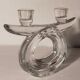 Candlestick with two arms in crystal of Vannes 60s
