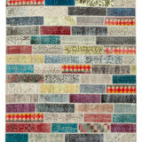 Tapis patchwork oriental contemporain 166 cm x 233 cm multicolore patchwork fait à la main