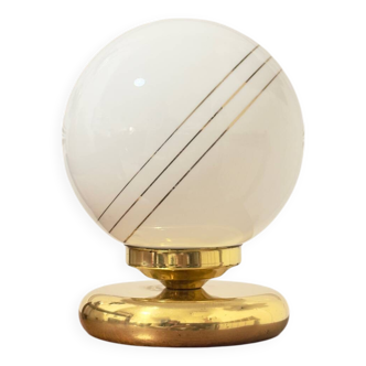 Hollywood Regency brass opaline globe lamp