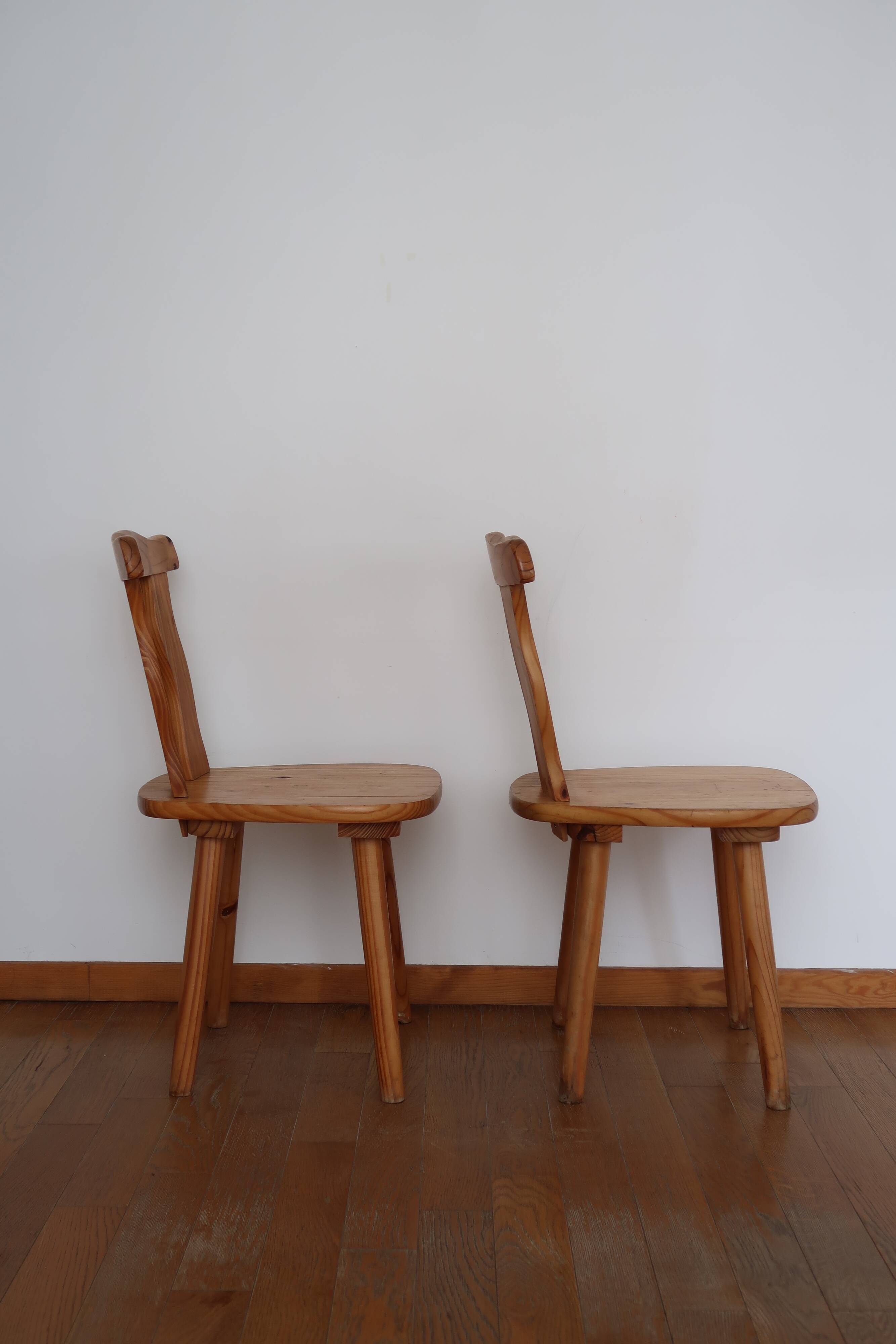 Pair of Scandinavian pine chairs