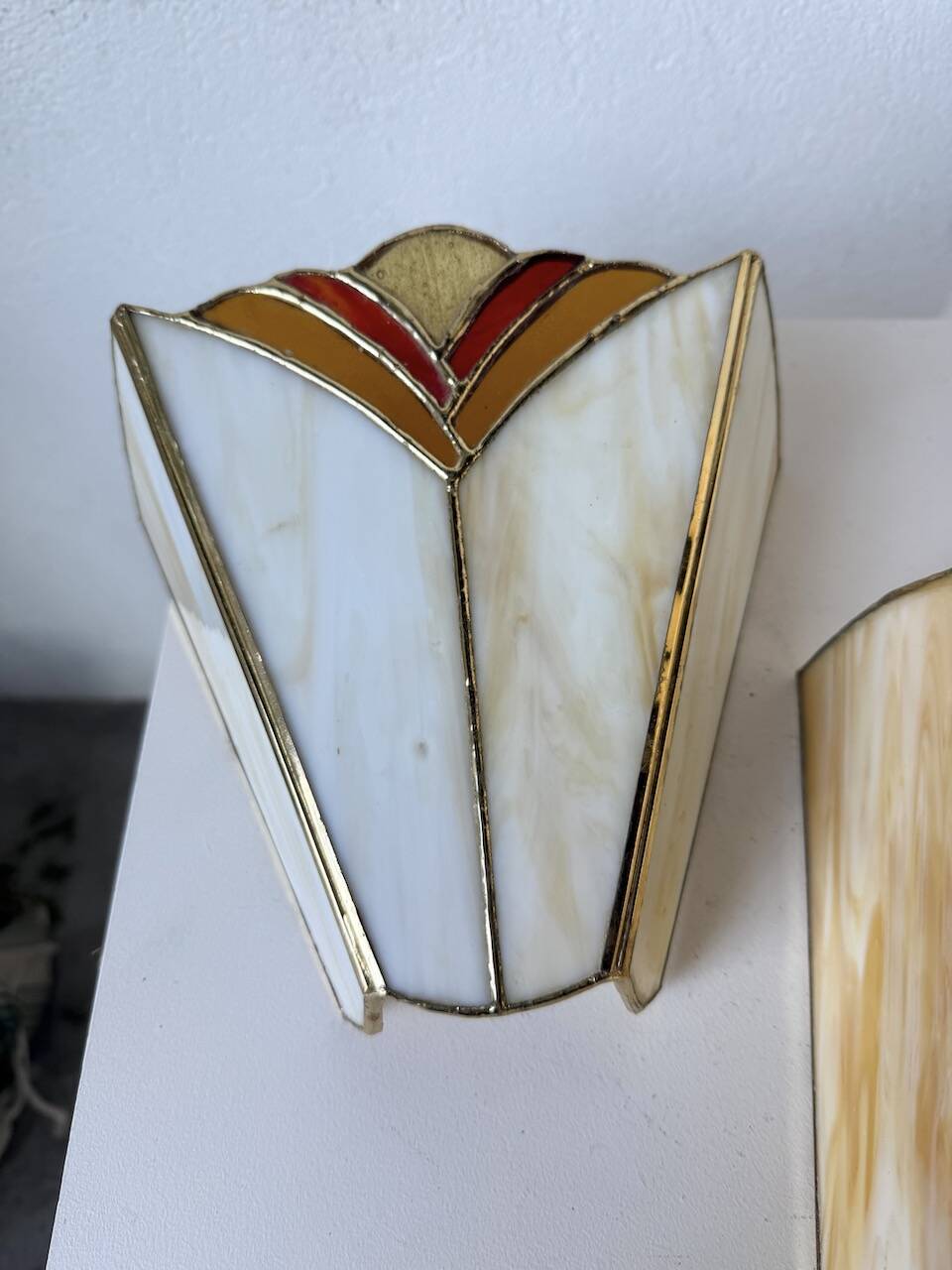 Paire applique style Art Déco verre nacre